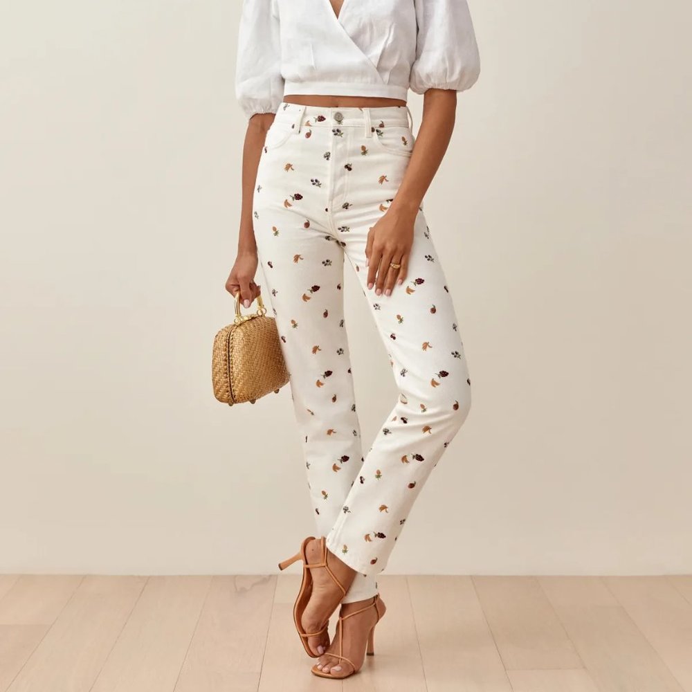 Reformation Cynthia Fruitloops High Rise Straight Jeans